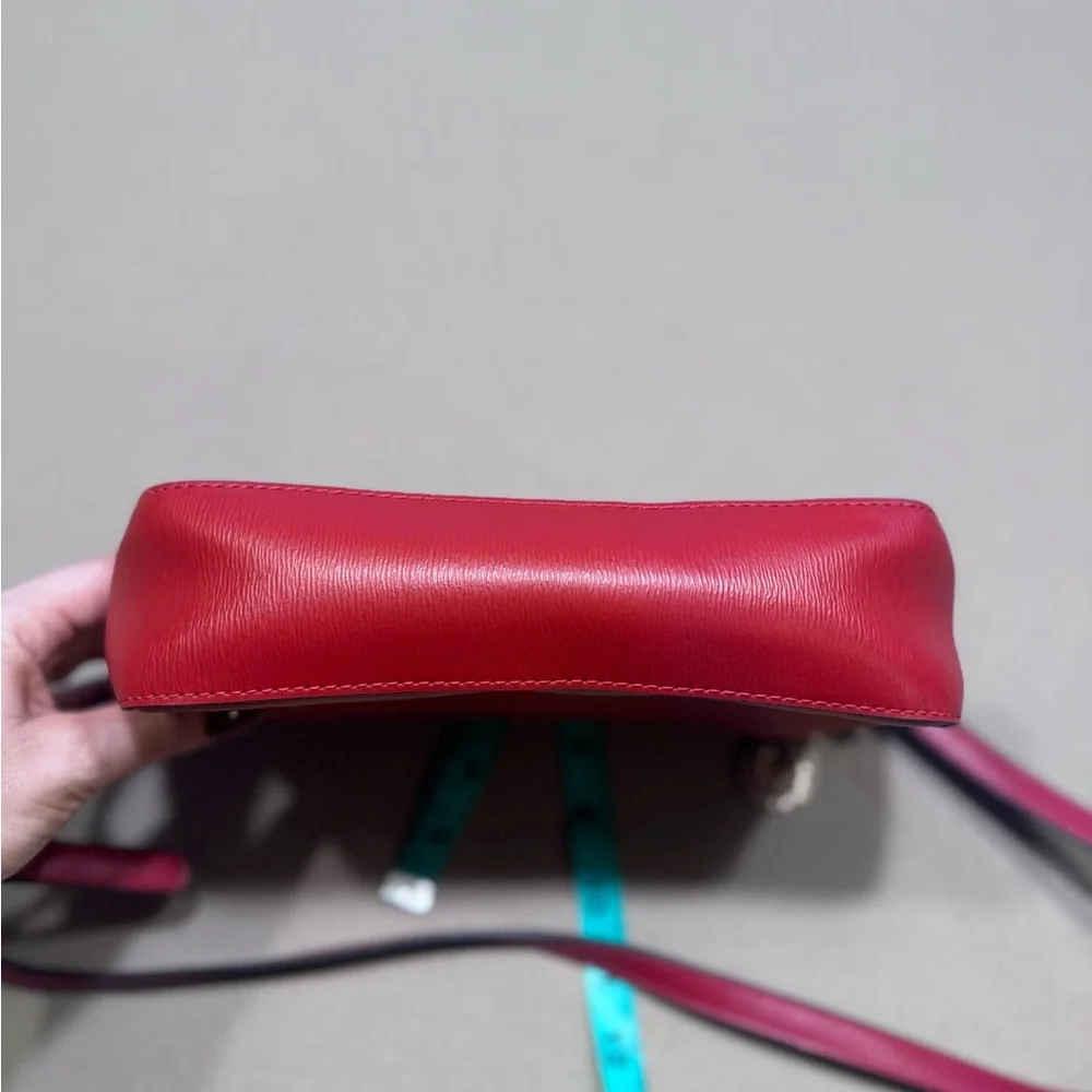 DKNY Sutton Red Leather Bryant Flap Crossbody